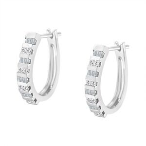 Haus of Brilliance 10K White Gold 1.0 Cttw  Hoop Earrings